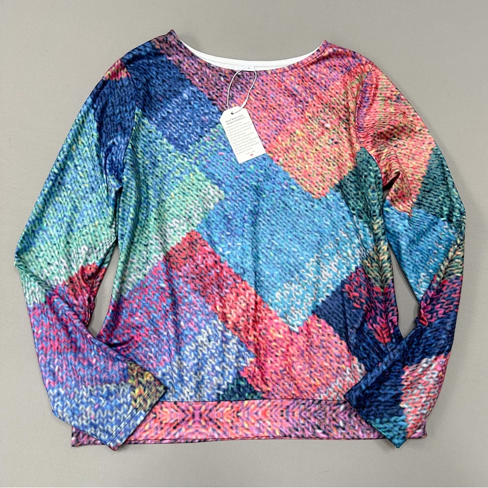 NWT! Soft colorful long sleeved top shirt, S.